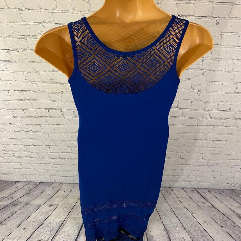 Spense Blue Sleeveless Maxi Dress w/ Lace Details - Picture 4 of 8